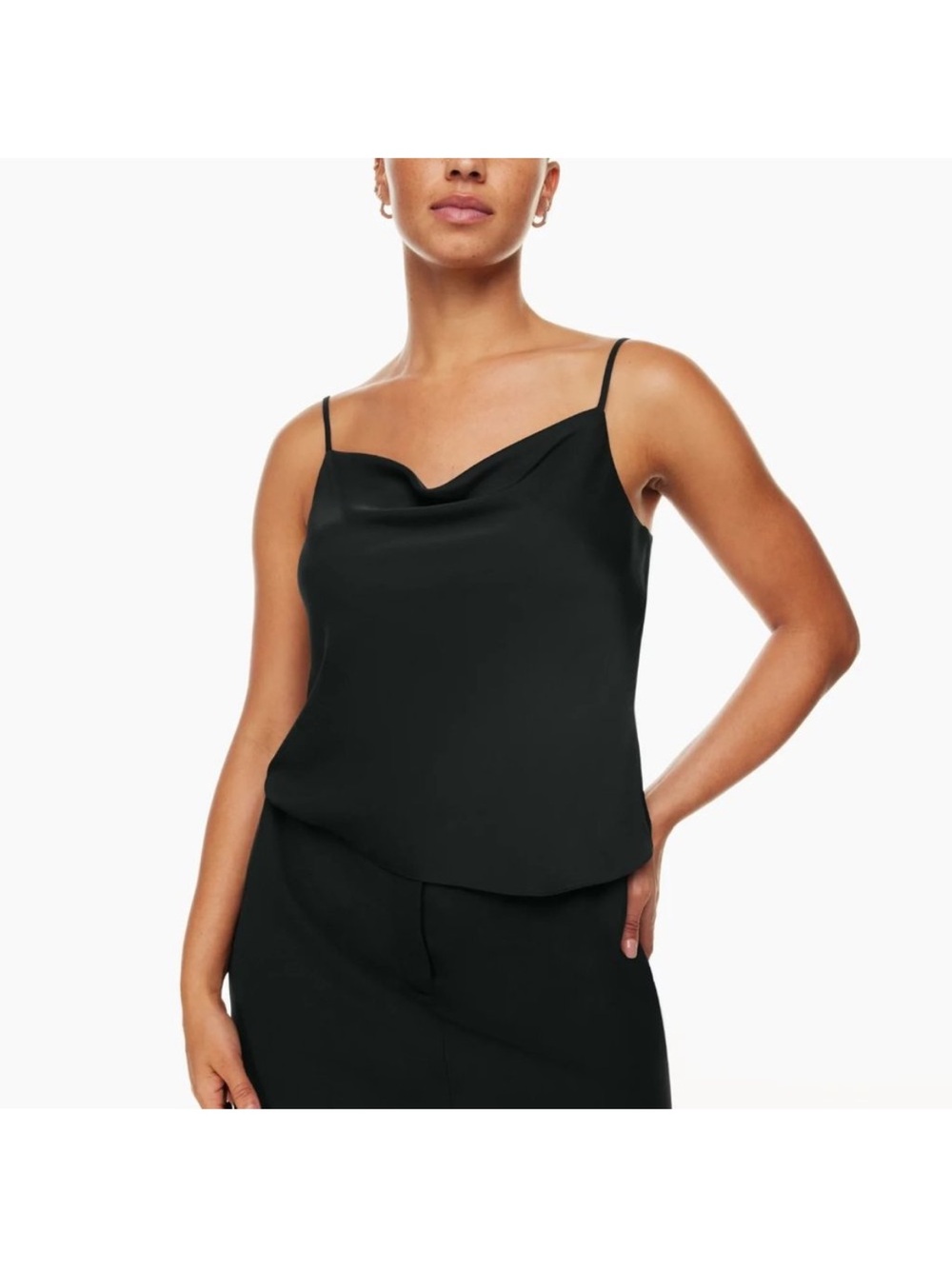 Aritzia Black Satin Cowl Neck Camisole